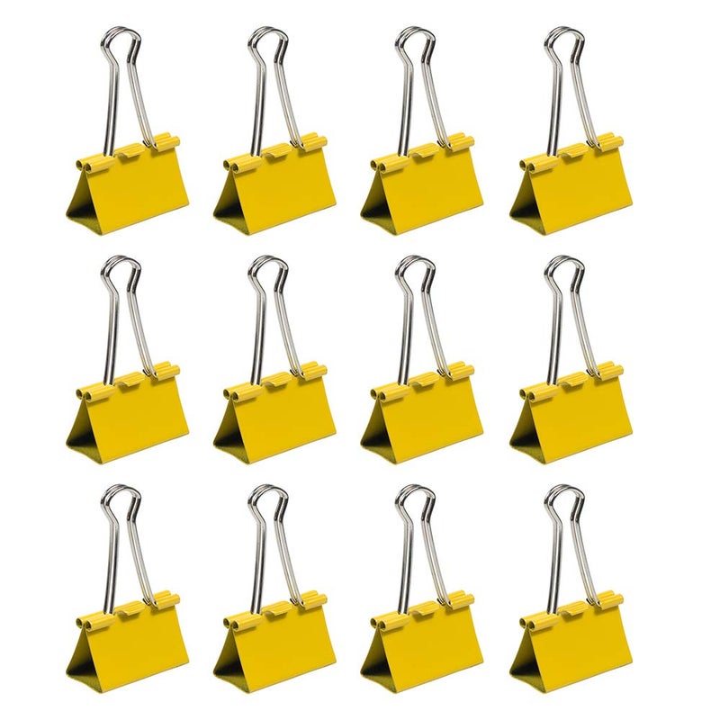 JAM PAPER Colorful Binder Clips - Large - 1 1/2 Inch (41 mm) - Yellow Binderclips - 12/Pack - Image 2